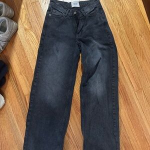 Black urban outfitters dipped v wide leg jeans